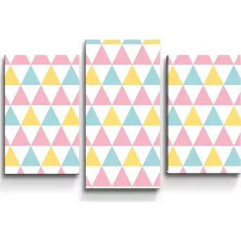 Obraz Sablio Obraz - 3-dílný Tříbarevné trojúhelníky - 75x50 cm