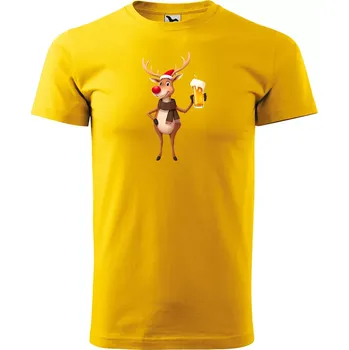 Pánské tričko Sablio Vánoční tričko s potiskem pro pivaře Sob s pivem - žluté M