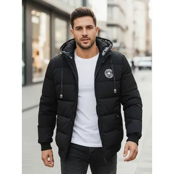 Pánský zimní kabát Pánská bunda zimní prošívaná s kapucí TX5072 Barva: Černá, Velikost: M