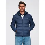 Ombre Klasická pánská prošívaná bunda s pouzdrem V1 OM-JALP-0295 Barva: Tmavě Modrá, Velikost: XL