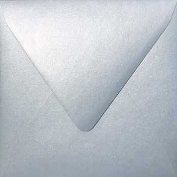 Ozdobné stříbrné obálky velké čtvercové na svátky, vánoční přání 5 kusů