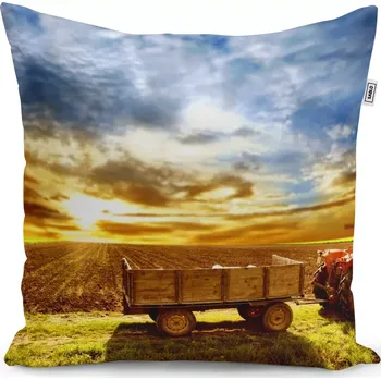 Polštář Sablio Polštář Traktor s vlečkou - 60x60 cm