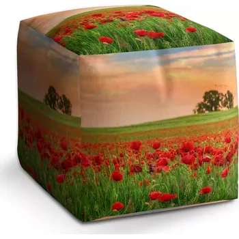 Taburet Sablio Taburet Cube Pole vlčích máků 2: 40x40x40 cm