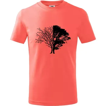 Chlapecké tričko Life And Death tree - Tričko dětské bavlněné - 134 cm/8 let ( Korálová )