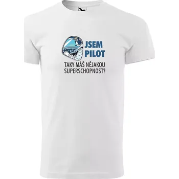 Pánské tričko Sablio Tričko s potiskem Jsem pilot, taky máš nějakou superschopnost? - bílé 3XL