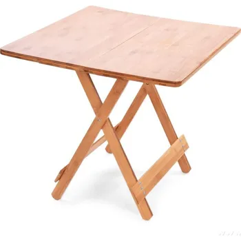 Zahradní stůl GoEco® | Skládací bambusový stolek s rukojetí pro snadné přenášení | výška 54 cm