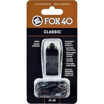 Píšťalka pro rozhodčího PÍŠŤALKA FOX 40 CLASSIC + ŠŇŮRKA 115 dB ČERNÁ