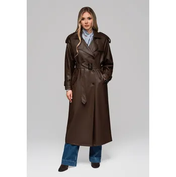 Dámský kabát Dámský trenčkot LARICA s páskem OW-COLC-0101 v1 Barva: Hnědá, Velikost: L