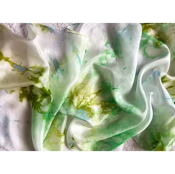 Šála Luxusní hedvábný šál - Zelenkavá