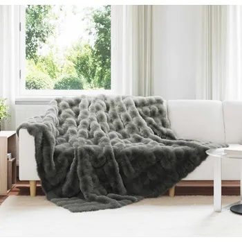 Zahradní sestava vidaXL Faux deštníky králičí kožešiny 4 pcs Tmavě šedá 240 x 270 cm