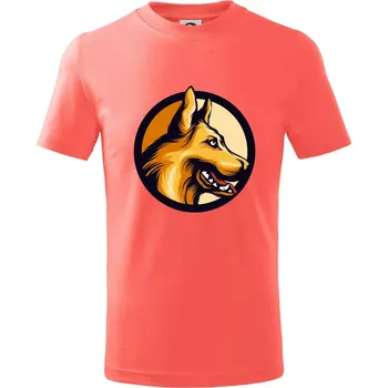 Chlapecké tričko Německý ovčák - v kruhu - Tričko dětské bavlněné - 134 cm/8 let ( Korálová )