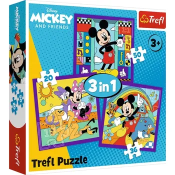 Puzzle Puzzle 3v1 Mickey Mouse a přátelé (20, 36, 50 dílků) Trefl