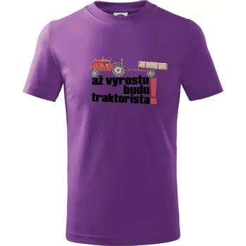 Až vyrostu budu traktorista - Tričko dětské bavlněné - 122 cm/6 let ( Fialová )