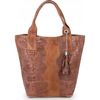 Kabelka Vera Pelle shopper kabelka z pravé lícové kůže hnědá