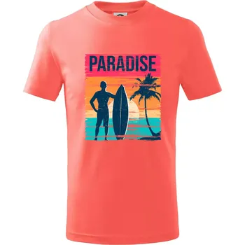 Chlapecké tričko Paradise - barevný čtverec - Tričko dětské bavlněné - 98 cm / 2 roky ( Korálová )