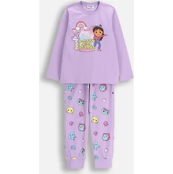 Dívčí pyžamo Coccodrillo Dětské pyžamo KOČIČÍ DOMČEK GABBI Bavlna Dárek 092/098 Coccodrillo ZC5 fialová 92