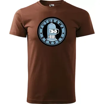 Pánské tričko Sablio Tričko s potiskem Futurama Bender - hnědé S