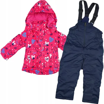 Kojenecká kombinéza ZIMNÍ DVOUDÍLNÁ kombinéza SRDÍČKA růžová vel. 104