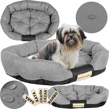 Pelíšek pro psa PELÍŠEK PRO PSA 115X95 CM PERSONALIZOVANÝ VODĚODOLNÝ OVÁLNÝ ŠEDÝ