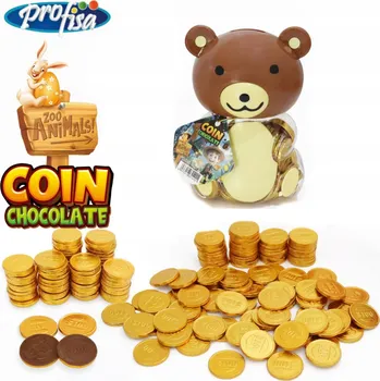 Čokoláda BEAR Čokoládové mince Medvídek Pokladnička 100ks x 2,4g