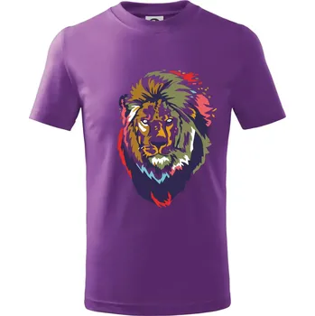 Hlava lva kreslená jednoduchá - Tričko dětské bavlněné - 104-110cm / 3-4 roky ( Fialová )