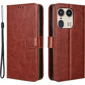 Pouzdro na mobilní telefon Pouzdro s klopou Erbord pro Motorola Edge 50 Ultra, hnědé