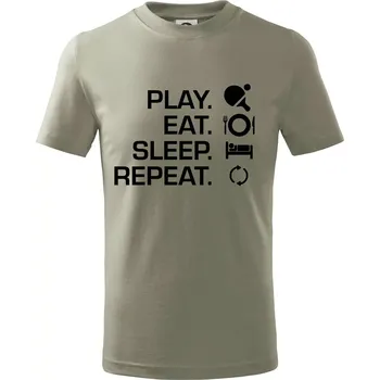 Chlapecké tričko Stolní tenis - eat sleep - Tričko dětské bavlněné - 98 cm / 2 roky ( Light khaki )