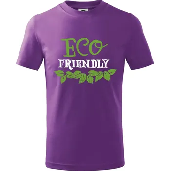 Eco friendly - lístečky - Tričko dětské bavlněné - 122 cm/6 let ( Fialová )