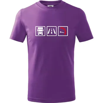 Kamion trio - Tričko dětské bavlněné - 98 cm / 2 roky ( Fialová )