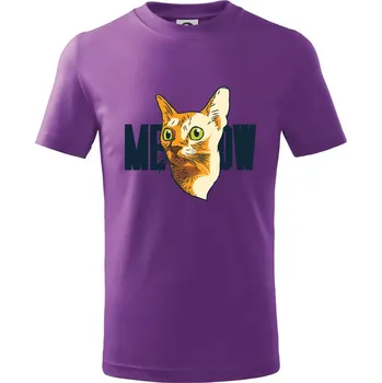 Kočka meow - Tričko dětské bavlněné - 158 cm/12 let ( Fialová )
