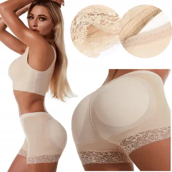 Kalhotky KALHOTKY PUSH UP Kalhotky Modelující Dámské Vysoký Stav M Zvětšující Pupu Béžová