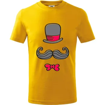 Chlapecké tričko Kitty Mustache - Tričko dětské bavlněné - 98 cm / 2 roky ( Žlutá )