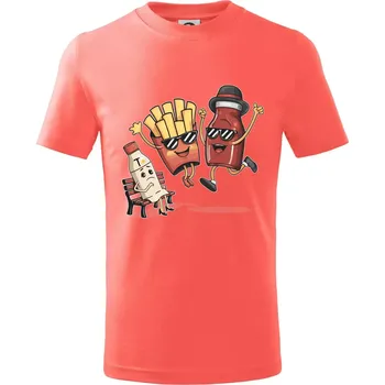 Souboj o hranolky kečup tatarka - Tričko dětské bavlněné - 98 cm / 2 roky ( Korálová )