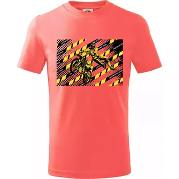 Caution do not cross - Tričko dětské bavlněné - 98 cm / 2 roky ( Korálová )