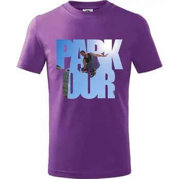 Parkour nápis nebe - Tričko dětské bavlněné - 146 cm/10 let ( Fialová )