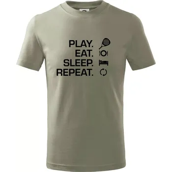 Play eat sleep repeat padel - Tričko dětské bavlněné - 98 cm / 2 roky ( Light khaki )