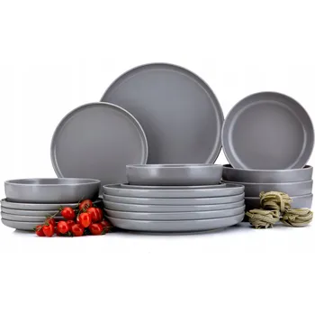 Talíř JÍDELNÍ SERVIS SADA 6 OSOB / 18 DÍLŮ ŠEDÁ VICTO KONSIMO