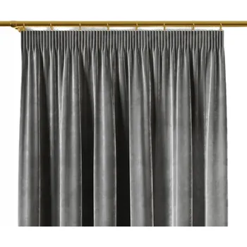 Obraz Hotový závěs na pásce s žabkami, tmavě šedý, 140x250 cm, sametový (samet), HLADKÝ