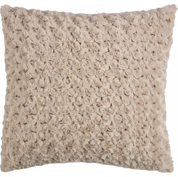 Polštář Chlupatý ozdobný Polštář Béžová spirála Růže 45x45 cm
