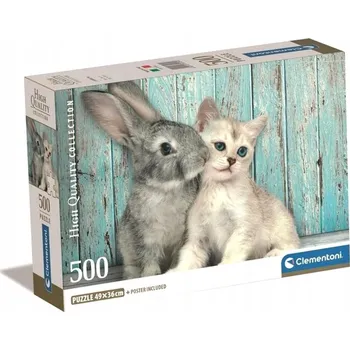 Puzzle Clementoni Puzzle 500 dílků Clementoni Puzzle 500 el Compact KOČKA A KRÁLÍK