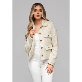 Dámská softshellová bunda Larica Dámská krátká chanel bunda OW-BLZB-0102 v1 Barva: Smetanová, Velikost: M