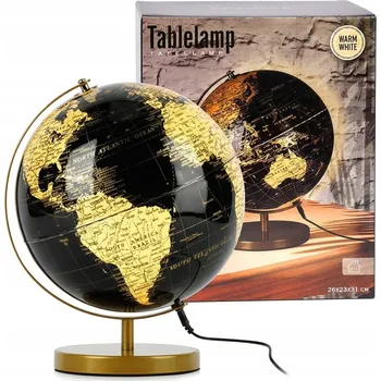 Lampička Lampička GLOBUS černá zlatá svítící podsvícená stolní lampa na stůl nebo na psací stůl