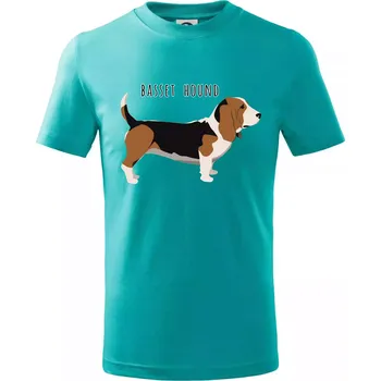 Chlapecké tričko Basset hound pes s nápisem - Tričko dětské bavlněné - 134 cm/8 let ( Emerald )