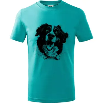 Chlapecké tričko Černobílá karikatura Bernský salašnický pes - Tričko dětské bavlněné - 134 cm/8 let ( Emerald )