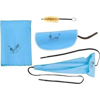 Klasická kytara Sada 3 čisticích hadříků různých velikostí + kartáč na saxofon klarinet trumpetu flétnu pikolu hoboj Bavlněné příslušenství modrá