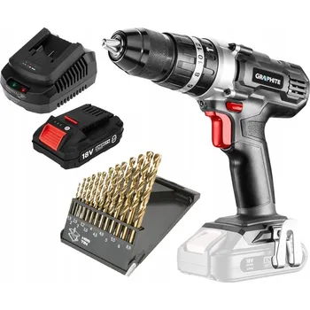 Vrtačka GRAFITOVÁ AKU VRTAČKA VRTAČKA 18V 58G010 AKUMULÁTOR 2AH + VRTAČKY + NABÍJEČKA