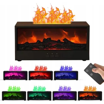 Zvlhčovač vzduchu ZVHLČOVAČ VZDUCHU KOMÍN DIFUZÉR AROMATERAPIE OLEJŮ + DÁLKOVÉ OVLÁDÁNÍ 7 BAREV