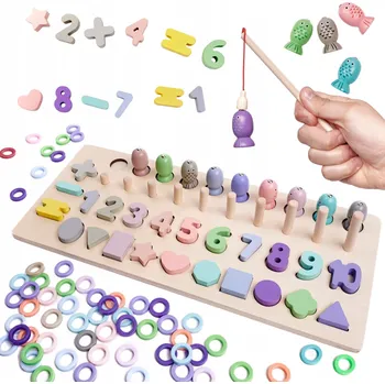 Dřevěná hračka Dřevěné Stavebnice Bakalu překrytí rybičky