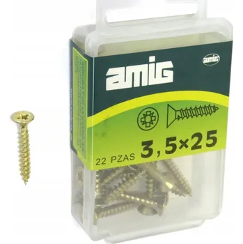 Vrták Šrouby do dřeva Amig 3,5 x 25 mm, 22 ks