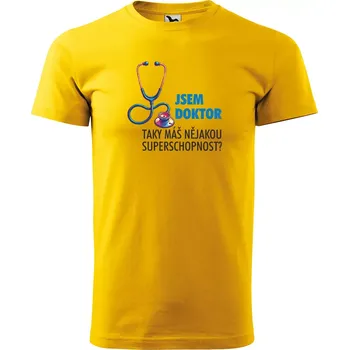 Sablio Tričko s potiskem Jsem doktor, taky máš nějakou superschopnost? - žluté 4XL